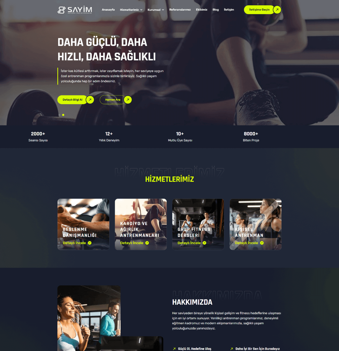Spor Salonu Temalı Kurumsal Web Site Yazılımı | Ajansfy.com