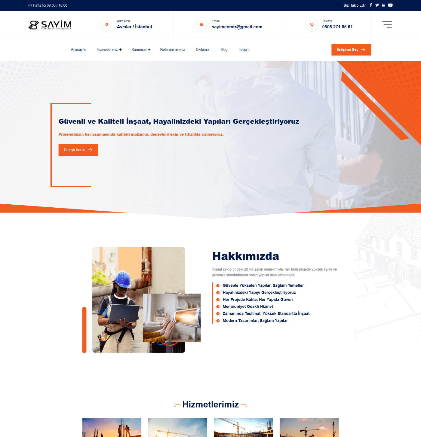 İnşaat Temalı Kurumsal Web Site Yazılımı V16 | Ajansfy.com
